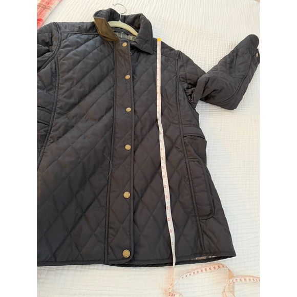 LL Bean Riding Jacket Barn Coat Women's Black Quilted Plaid Lining LARGE EUC - Picture 8 of 9